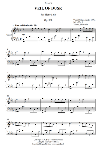 Veil of Dusk, Op. 300 (Piano Solo) by Vidas Pinkevicius