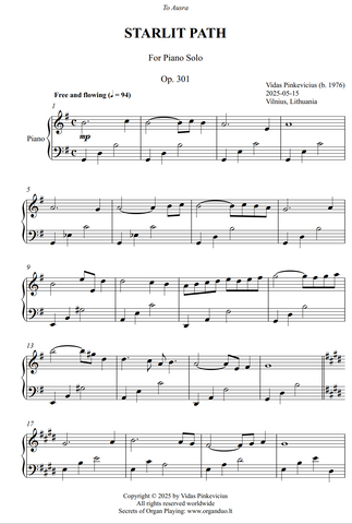 Starlit Path, Op. 301 (Piano Solo) by Vidas Pinkevicius
