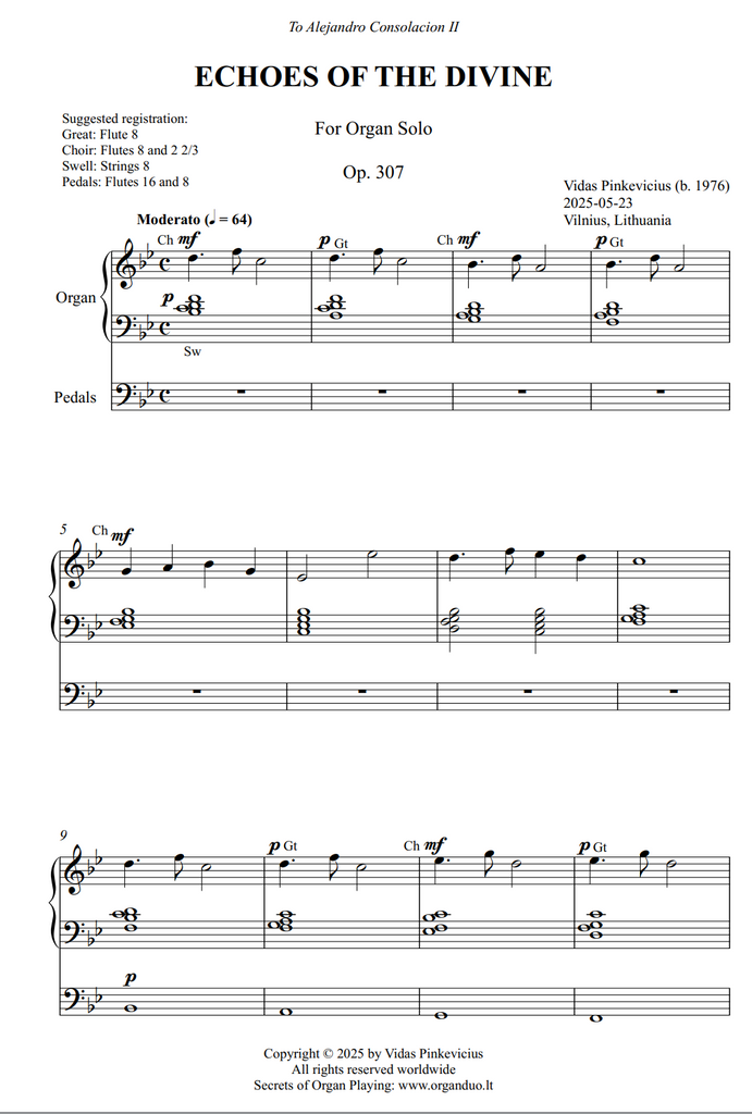 Echoes of the Divine, Op. 307 (Organ Solo) by Vidas Pinkevicius