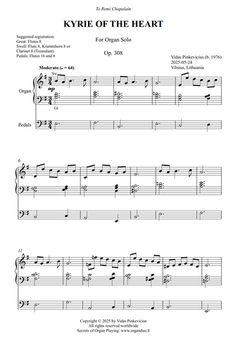 Kyrie of the Heart, Op. 308 (Organ Solo) by Vidas Pinkevicius