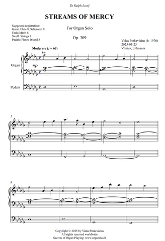 Streams of Mercy, Op. 309 (Organ Solo) by Vidas Pinkevicius