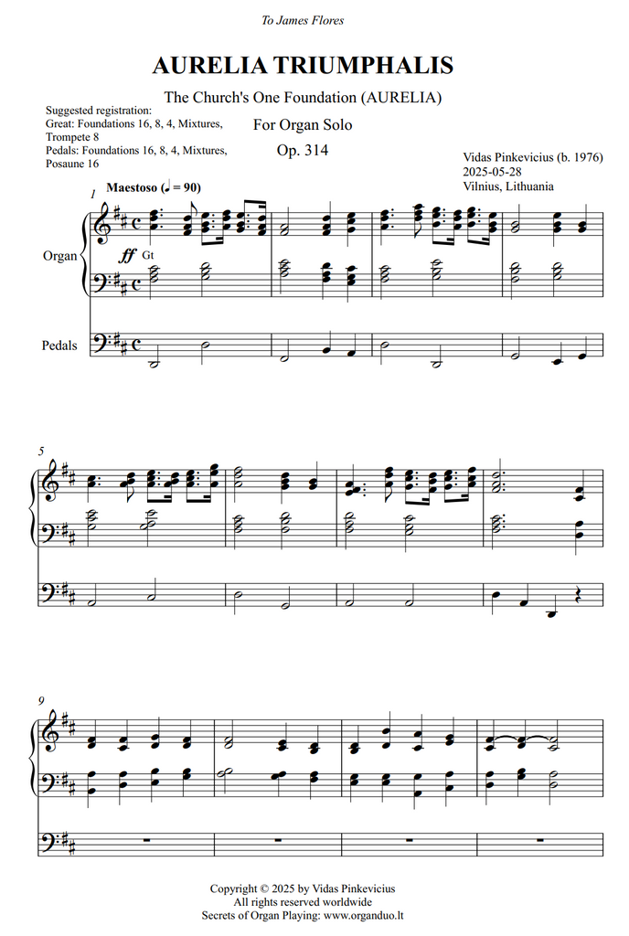 Aurelia Triumphalis, Op. 314 (Organ Solo) by Vidas Pinkevicius
