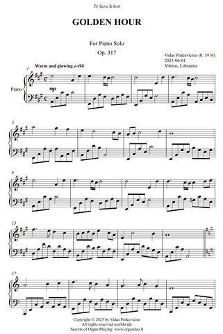 Golden Hour, Op. 317 (Piano Solo) by Vidas Pinkevicius