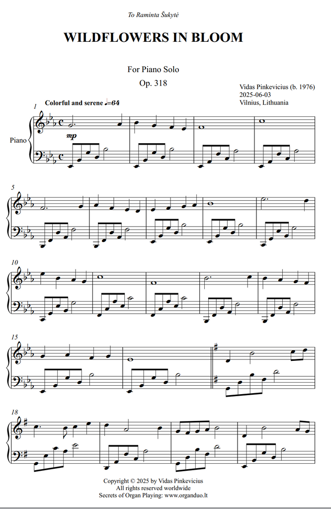 Wildflowers in Bloom, Op. 318 (Piano Solo)