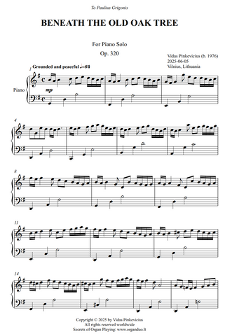 Beneath the Old Oak Tree, Op. 320 (Piano Solo) by Vidas Pinkevicius