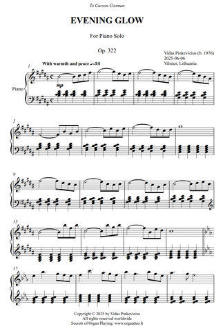 Evening Glow, Op. 322 (Solo Piano) by Vidas Pinkevicius