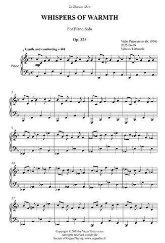 Whispers of Warmth, Op. 325 (Piano Solo) by Vidas Pinkevicius