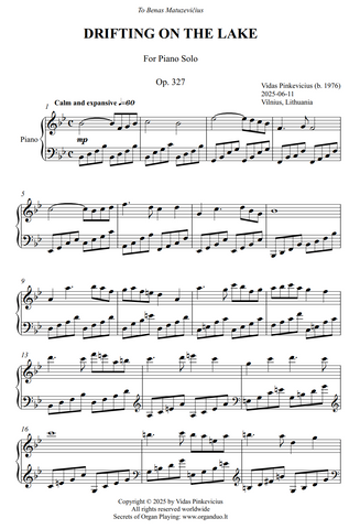 Drifting on the Lake, Op. 327 (Piano Solo) by Vidas Pinkevicius