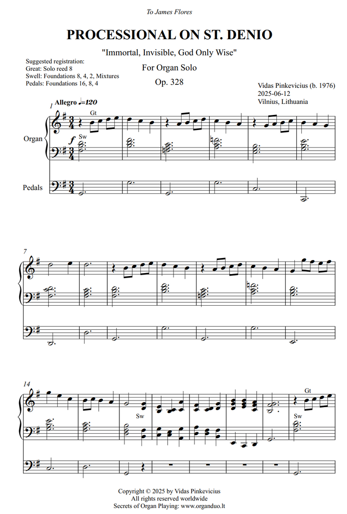 Processional on St. Denio, Op. 328 (Organ Solo)