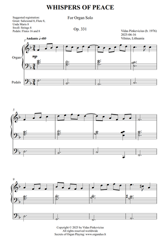 Whispers of Peace, Op. 331 (Organ Solo) by Vidas Pinkevicius