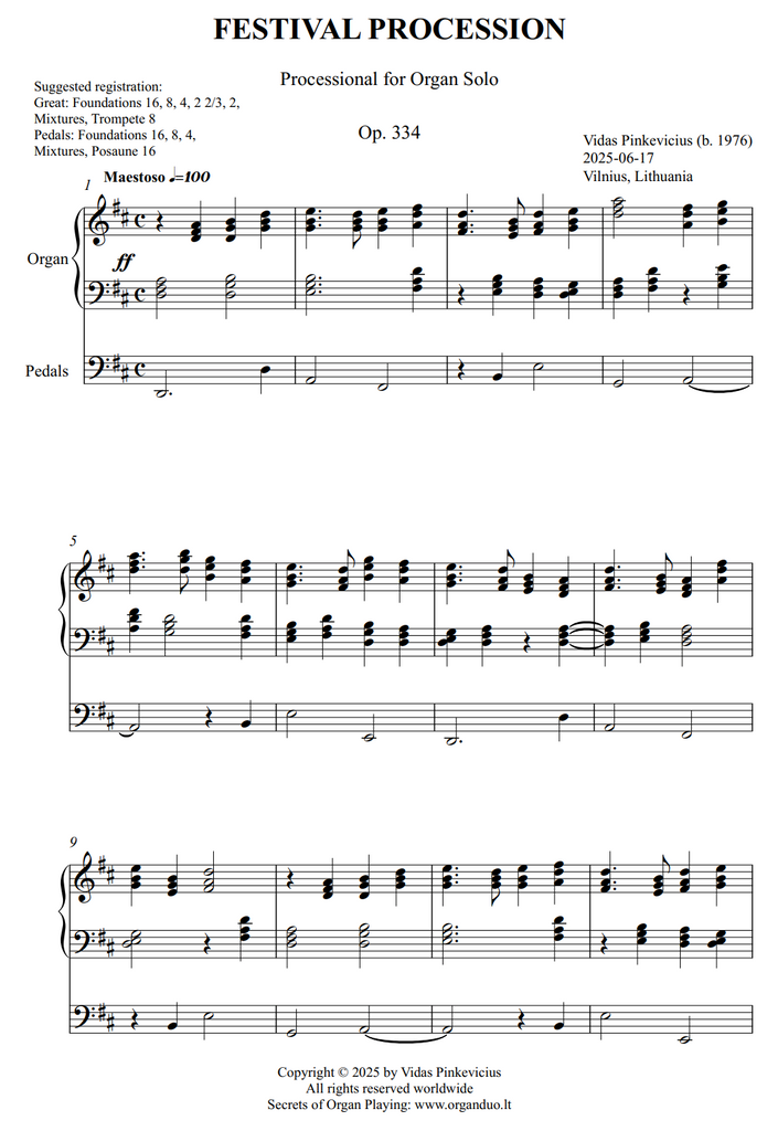 Festival Procession, Op. 334 (Processional for Organ Solo)