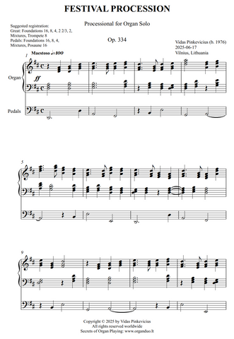 Festival Procession, Op. 334 (Processional for Organ Solo) by Vidas Pinkevicius