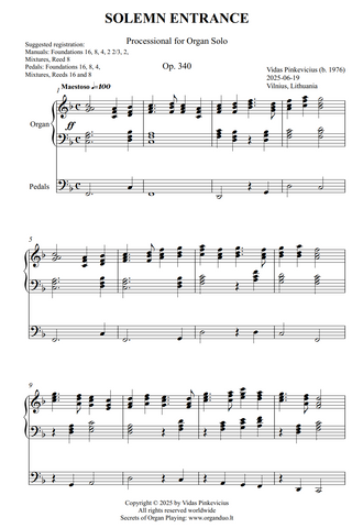 Solemn Entrance, Op. 340 (Processional for Organ) by Vidas Pinkevicius
