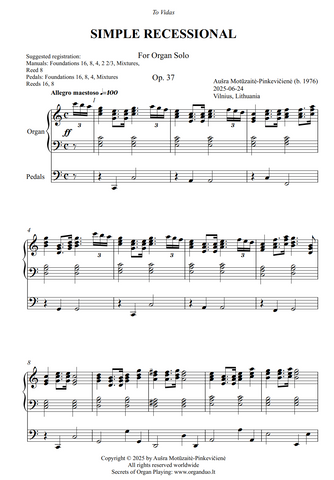Simple Recessional, Op. 37 (Organ Solo) by Ausra Motuzaite-Pinkeviciene