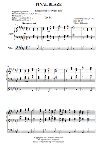 Final Blaze, Op. 343 (Recessional for Organ Solo) by Vidas Pinkevicius