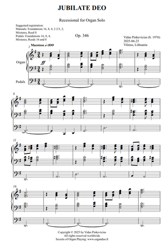 Jubilate Deo, Op. 346 (Recessional for Organ) by Vidas Pinkevicius
