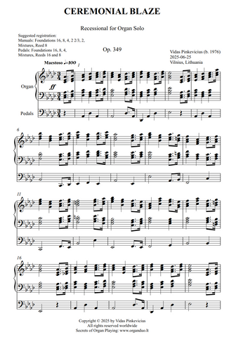 Ceremonial Blaze, Op. 349 (Recessional for Organ Solo) by Vidas Pinkevicius