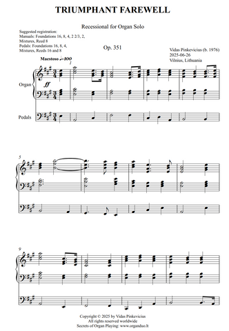 Triumphant Farewell, Op. 351 (Recessional for Organ Solo) by Vidas Pinkevicius