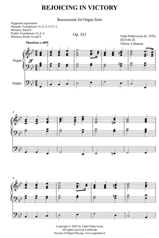 Rejoicing in Victory, Op. 353 (Recessional for Organ Solo) by Vidas Pinkevicius