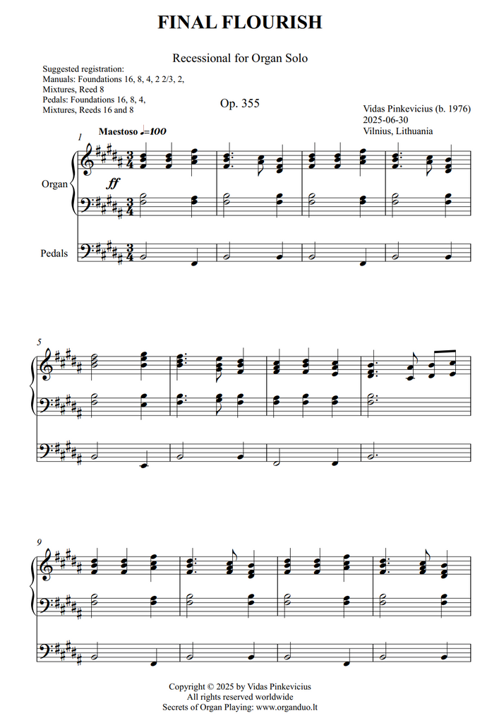 Final Flourish, Op. 355 (Recessional for Organ Solo) by Vidas Pinkevicius