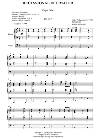 Recessional in C Major, Op. 357 (Organ Solo) by Vidas Pinkevicius
