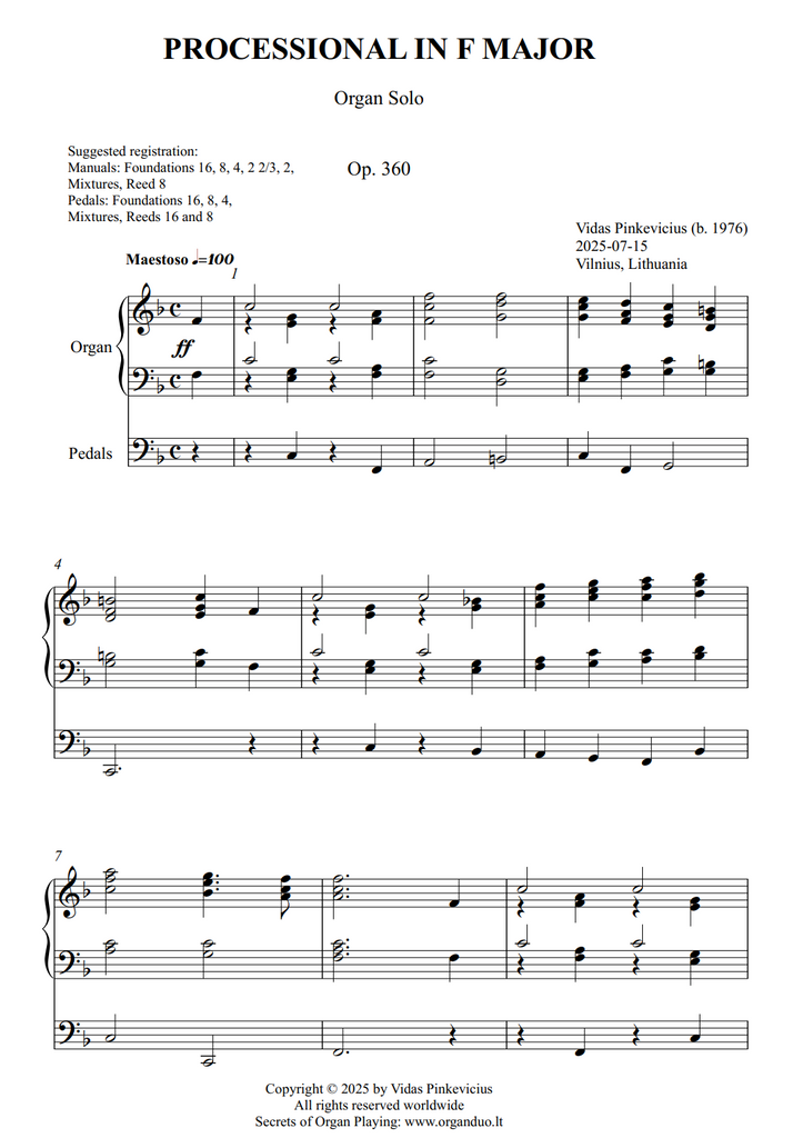 Processional in F Major, Op. 360 (Organ Solo) by Vidas Pinkevicius