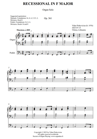 Recessional in F Major, Op. 361 (Organ Solo) by Vidas Pinkevicius