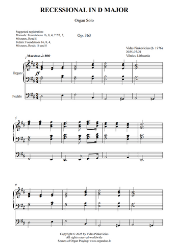 Recessional in D Major, Op. 363 (Organ Solo) by Vidas Pinkevicius