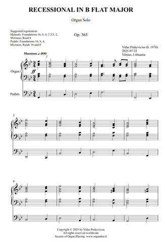 Recessional in B Flat Major, Op. 365 (Organ Solo) by Vidas Pinkevicius