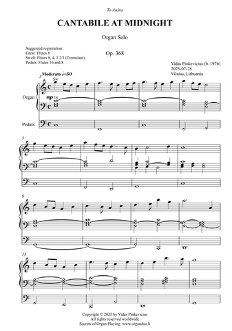 Cantabile at Midnight, Op. 368 (Organ Solo) by Vidas Pinkevicius