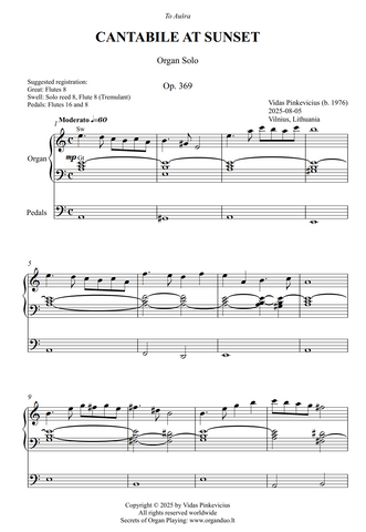 Cantabile at Sunset, Op. 369 (Organ Solo) by Vidas Pinkevicius