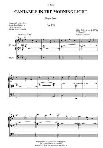 Cantabile in the Morning Light, Op. 370 (Organ Solo) by Vidas Pinkevicius