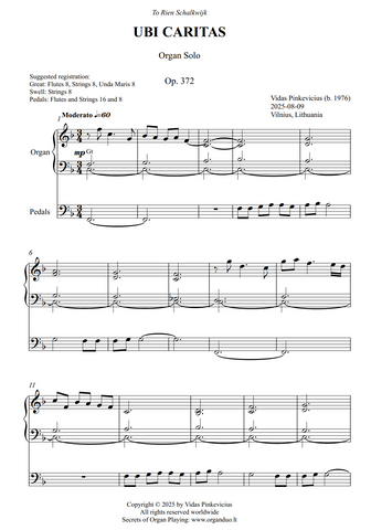 Ubi Caritas, Op. 372 (Organ Solo) by Vidas Pinkevicius