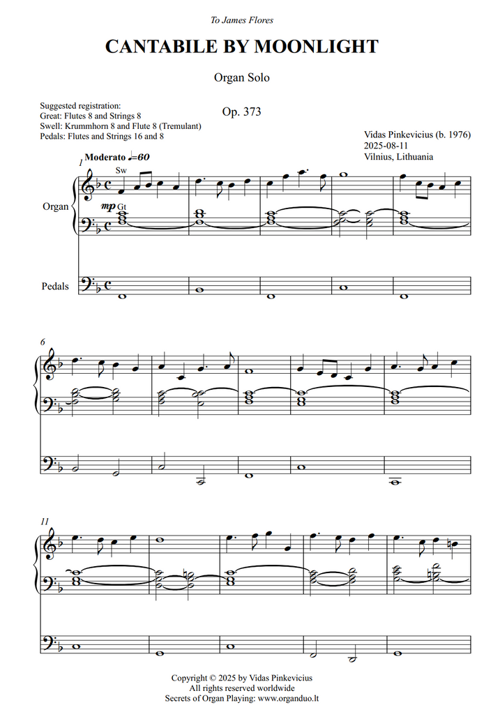 Cantabile by Moonlight, Op. 373 (Organ Solo)