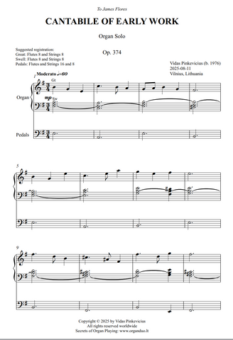 Cantabile of Early Work, Op. 374 (Organ Solo) by Vidas Pinkevicius