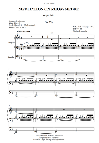 Meditation on Rhosymedre, Op. 376 (Organ Solo) by Vidas Pinkevicius