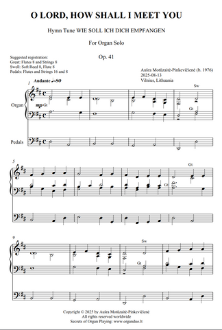 O Lord, How Shall I Meet You, Op. 41 (Organ Solo) by Ausra Motuzaite-Pinkeviciene