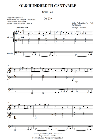 Old Hundredth Cantabile, Op. 379 (Organ Solo) by Vidas Pinkevicius