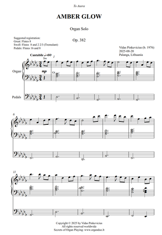 Amber Glow, Op. 382 (Organ Solo) by Vidas Pinkevicius