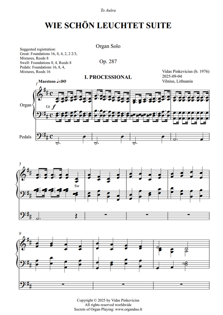 Wie schön leuchtet Suite, Op. 287 (Organ Solo) by Vidas Pinkevicius
