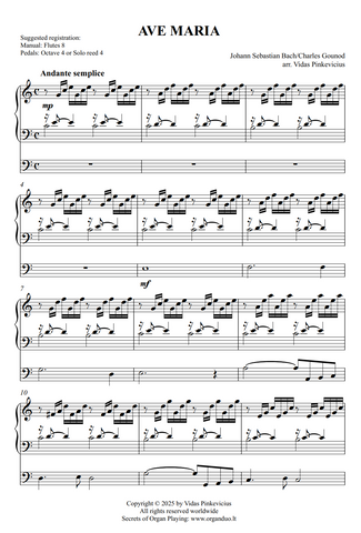 Ave Maria (arr. for organ solo) by Charles Gounod (arranged by Vidas Pinkevicius)