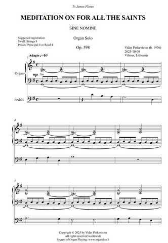 Meditation on For All the Saints, Op. 398 (Organ Solo) by Vidas Pinkevicius