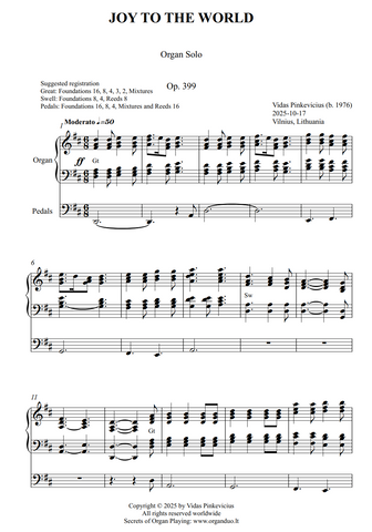 Joy to the World, Op. 399 (Organ Solo) by Vidas Pinkevicius