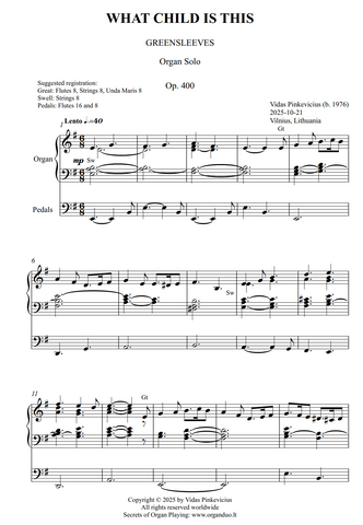 What Child Is This, Op. 400 (Organ Solo) by Vidas Pinkevicius