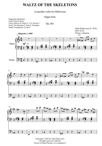 Waltz of the Skeletons, Op. 401 (Organ Solo) by Vidas Pinkevicius