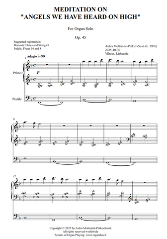Meditation on "Angels We Have Heard on High", Op. 45 (Organ Solo) by Ausra Motuzaite-Pinkeviciene