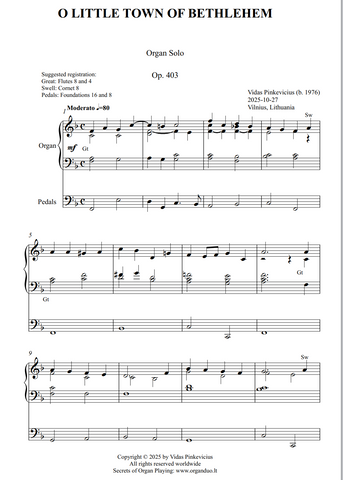 O Little Town of Bethlehem, Op. 403 (Organ Solo) by Vidas Pinkevicius