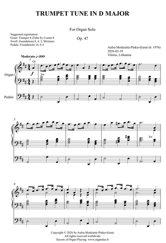 Trumpet Tune in D Major, Op. 47 (Organ Solo) by Ausra Motuzaite-Pinkeviciene