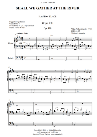 Shall We Gather at the RIver, Op. 418 (Organ Solo) by Vidas Pinkevicius