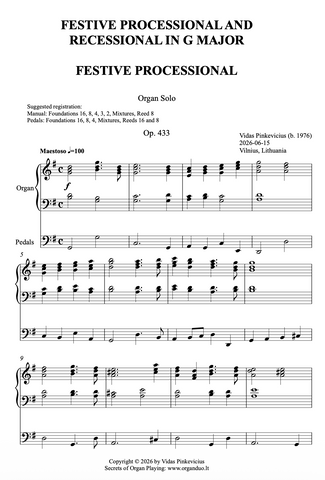 Festive Processional and Recessional in G Major, Op. 433 (Organ Solo) by Vidas Pinkevicius